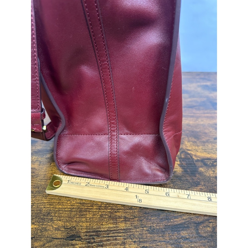 Fossil Carmen Tote Burgundy Quilted Leather Handbag Crossbody Wine Shoulder Bag - Picture 14 of 16